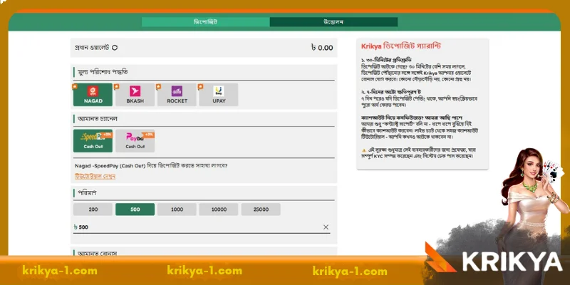 Detailed requirements for Krikya deposit money into